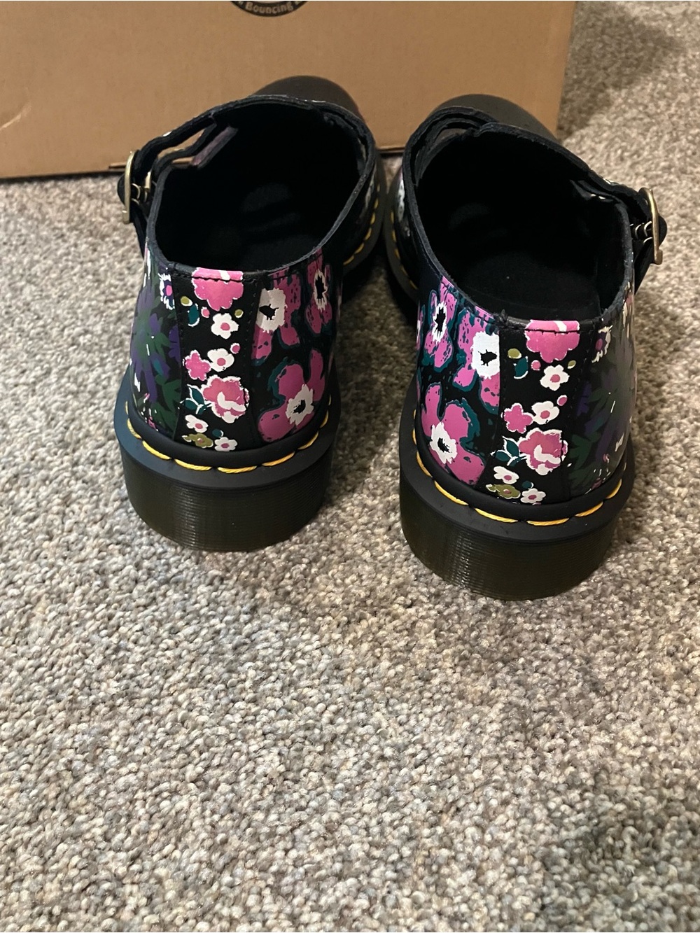 Dr. Martens Black Floral Double-Strap Mary Jane Shoes - Picture 2 of 7